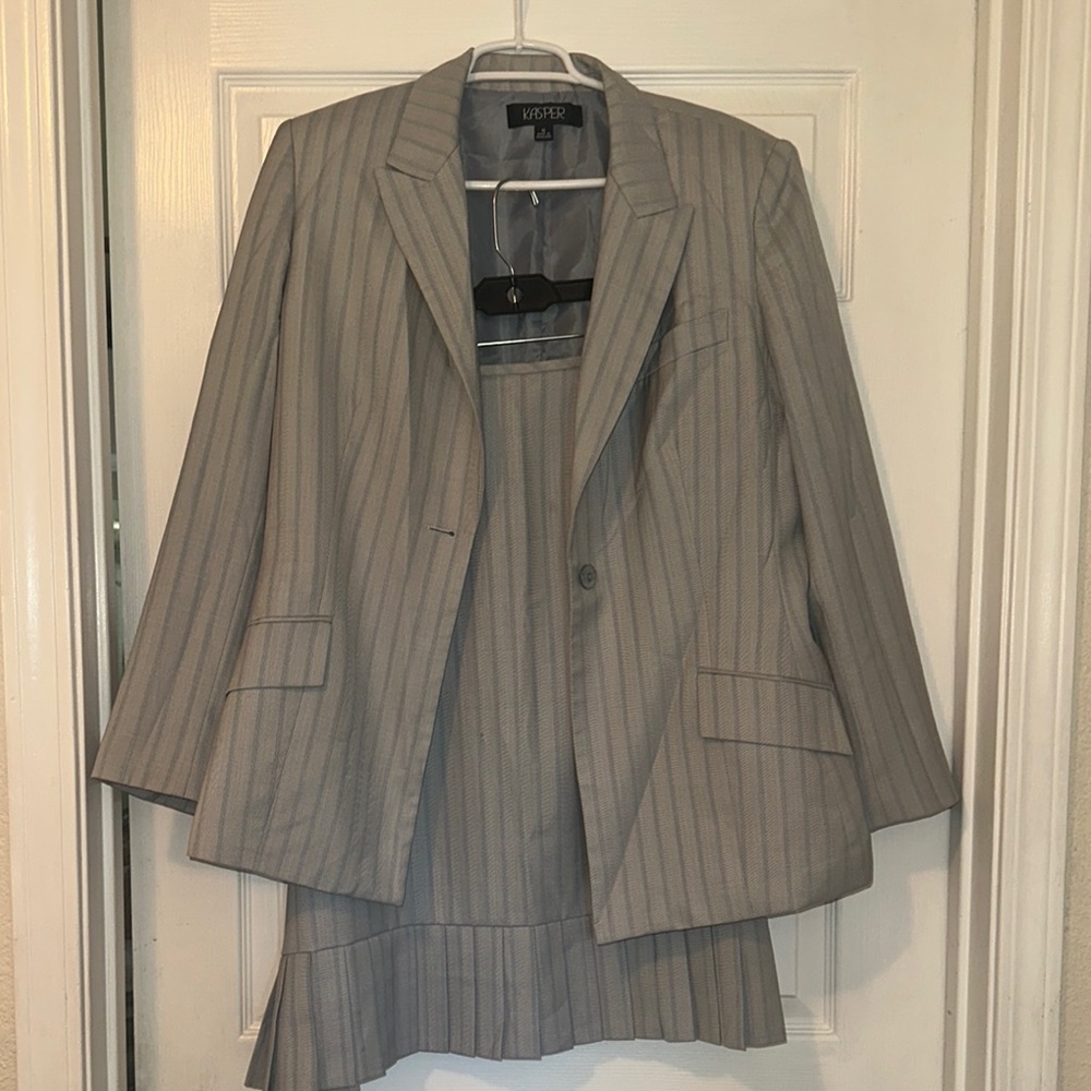 Kasper Light Gray Pinstripe Skirt Suit